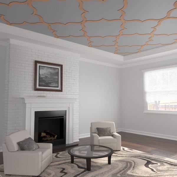 Ekena Millwork 66 56W x 66 56H x 14T Large May Decorative Fretwork Wood Ceiling Panels, Maple CELW67X67X0250MAYMA - main